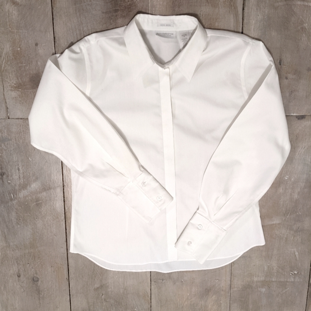 Liz Claiborne White Blouse Size Medium Petite